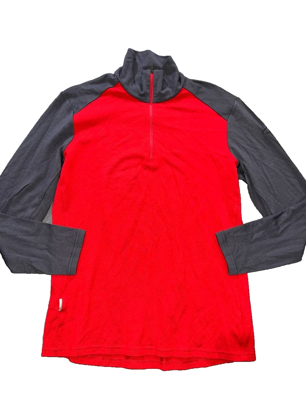Icebreaker Shirt Merino wool 260 Base Layer 1/4 Zip Hiking Red Blue XL A010780